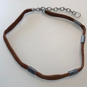 Chico’s brown leather & silver metal belt